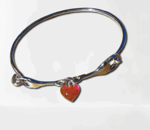 Memorial bracelet with heart charm made from ashes